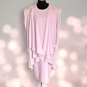 Vintage Why Design Collection Pink Beaded Sheath Dress Size 14